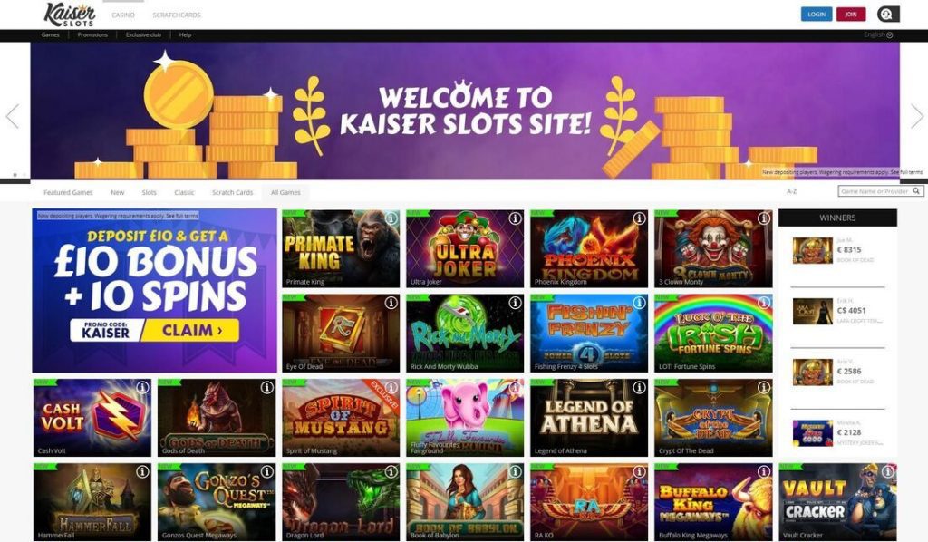 Official website of Kaiser Slots casino