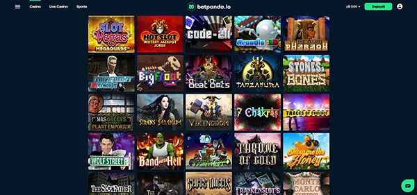 Betpanda game selection